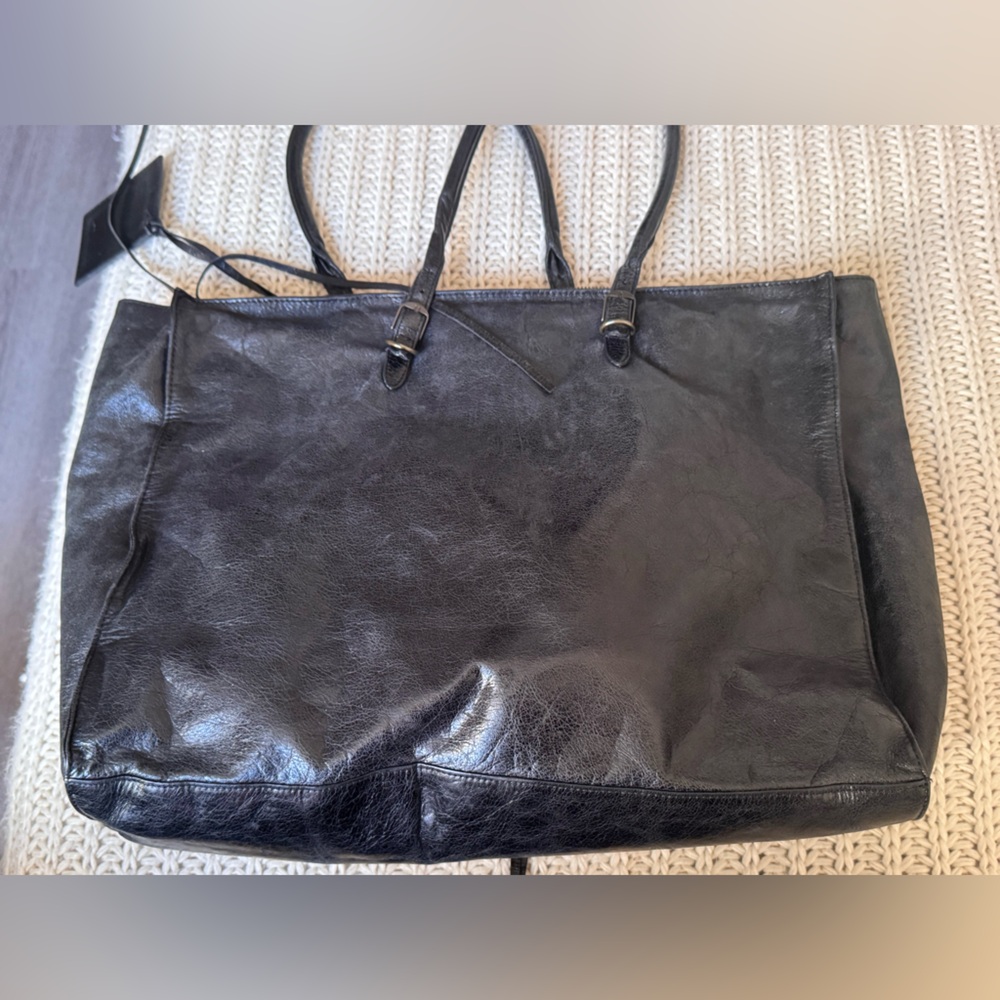 Balenciaga Vintage A4 Tote Bag Black Leather Rare Model - Picture 3 of 16